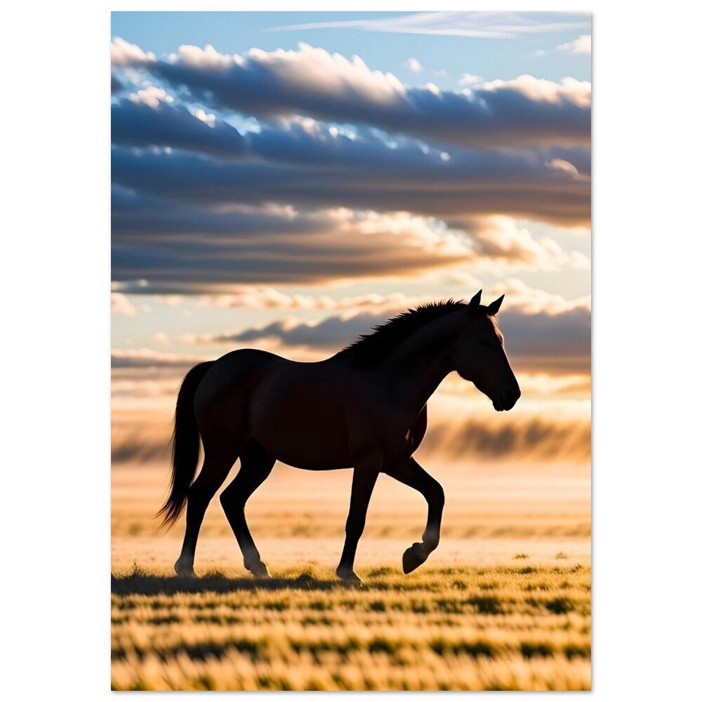 Young Wild American Mustang in the Grasslands Digital Painting Horse Print