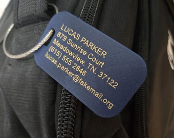 Etiqueta de equipaje personalizada con cualquier información (impresa en 3D) - 6,6 x 3,8 cm