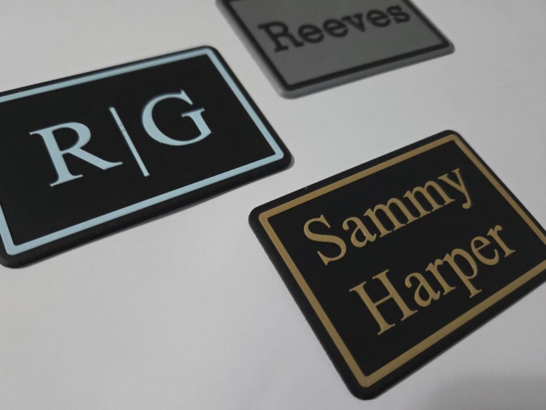 Yeti custom patches in blue, grey, and light brown