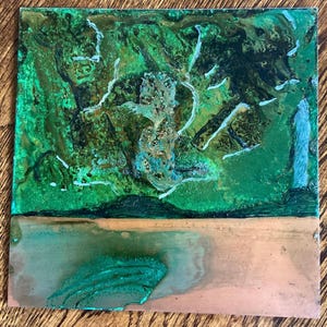 Copper Patina Wall Art: Handmade Metal Volcano Decor