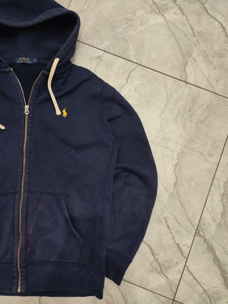 Polo Ralph Lauren Full Zip Hoodie Sweatshirt Navy XL Size Y2K