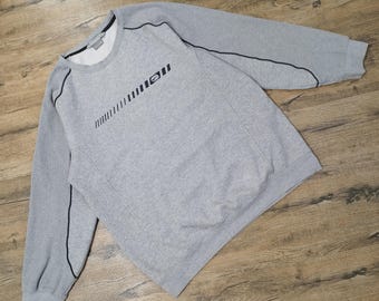 Felpa vintage anni '90/'00 Nike Center Swoosh ricamata, grigia, taglia L Y2K