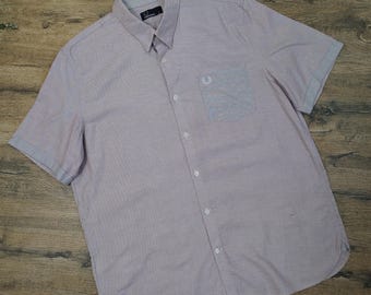 Camisa de manga corta a cuadros con botones de Fred Perry para hombre, talla XL