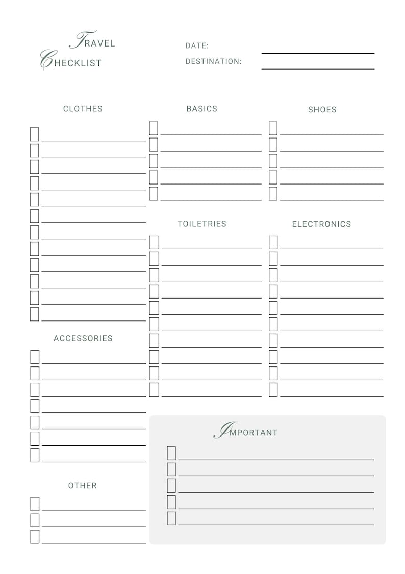 Printable Daily Planner, Travel Checklist, Goals Checklist and ...