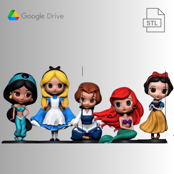 Fichier Stl 3D les princesses pour impression 3D, Stl de haute qualité, Figure Stl, Stl 3D, Jeu, Dessin animé