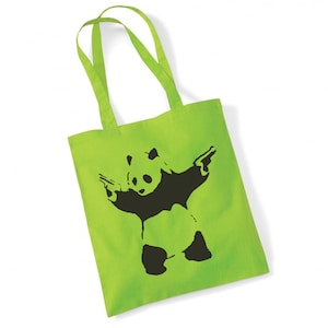 Panda  Cotton tote bag/cute panda tote bag/panda with guns/shopper bag/canvas bag/eco friendly tote/beach bag