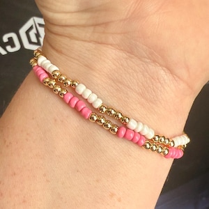 Seed bead stacking bracelet, 18k gold filled tiny beads,  beaded stretch bracelet, seed bead, stackable stretch, gold stacking bracelets
