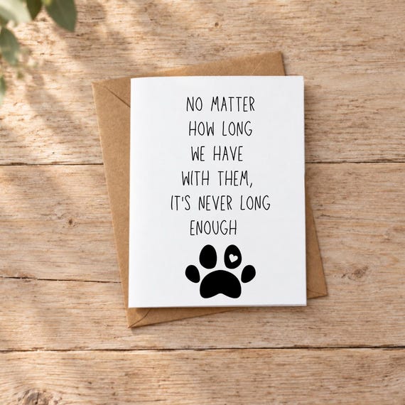 Cat Dog Loss Sympathy Card, Pet Memorial Card, Loss of Cat Dog  Condolence Card, Thinking of You Pet Bereavement Card