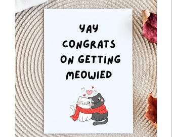Funny Cat Wedding Card, Meowied Congratulations
