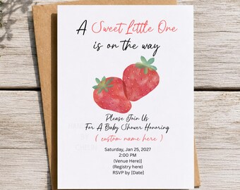 Berry Sweet Baby Shower Invitation, Strawberry Baby Shower Invite