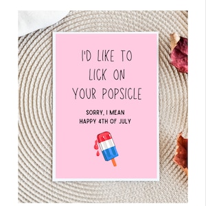 Dirty 4th of July Card, Fourth of July, Patriotic Cards, Independence Day Card, Fireworks Card, Celebration Card, Red White Blue, Boyfriend
