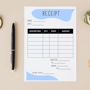 Small Business Receipts,Receipts for Small Businesses,Order Form,Order Receipt Form, Small Business Invoice,
