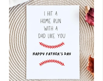 Home Run Father's Day Card. Baseball fan Father's Day Card, Softball Father's Day Card,Father's Day Card For New Dad, Funny Father's Day