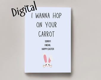 Dirty Funny Easter Joke Card Digital, Printable Card, Funny Easter Card, Dirty Easter Card, Card for Him, Boyfriend Card | Hop on Carrot
