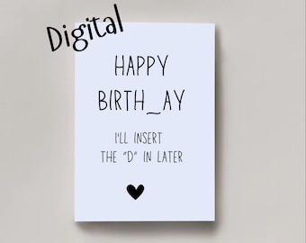 Printable Dirty Birthday Card for Her, Wife, Girlfriend (Digital Download) Print At Home