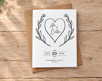 Personalized Save the Date Invitation Card, Custom Wedding Announcement, Modern Printed Wedding RSVP Invitation, Custom Wedding Invitation