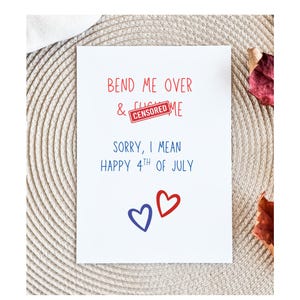 Dirty 4th of July Card, Fourth of July, Patriotic Cards, Independence Day Card, Fireworks Card, Celebration Card, Red White Blue, Boyfriend