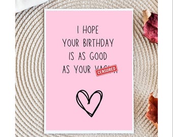Funny Birthday Card for wife,  Dirty Birthday Card, Birthday Card for her, Birthday Card for girlfriend Raunchy Birthday Card