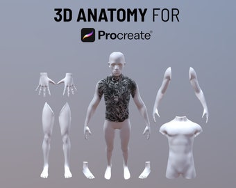 Procreate 3D object models, , 3D man model, 3D arm model, 3D leg model, 3D torso, procreate 3D human body, model tattoo, Tattoo mockup