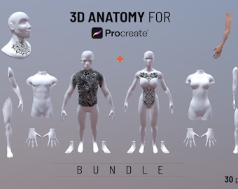 Procreate 3D object models, , 3D man model, 3D arm model, 3D leg model, 3D torso, procreate 3D human body, model tattoo, Tattoo mockup