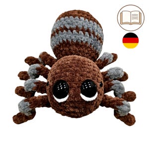 Crochet spider German pattern (PDF) – Cute amigurumi spider for Halloween in three color variations including video tutorials to learn how to crochet