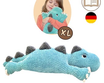 Crochet a dinosaur – XL Amigurumi Dinosaur Crochet Pattern (German) – Crochet a large cuddly toy yourself – Sleepy Dinosaur