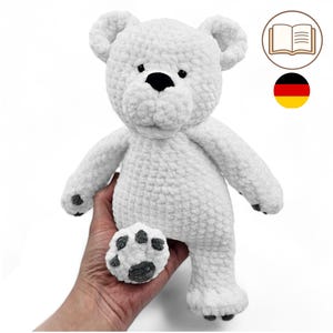 Learn to crochet Fritz the polar bear for beginners & advanced crocheters. Winter Amigurumi Teddy Bear Crochet Pattern (German)