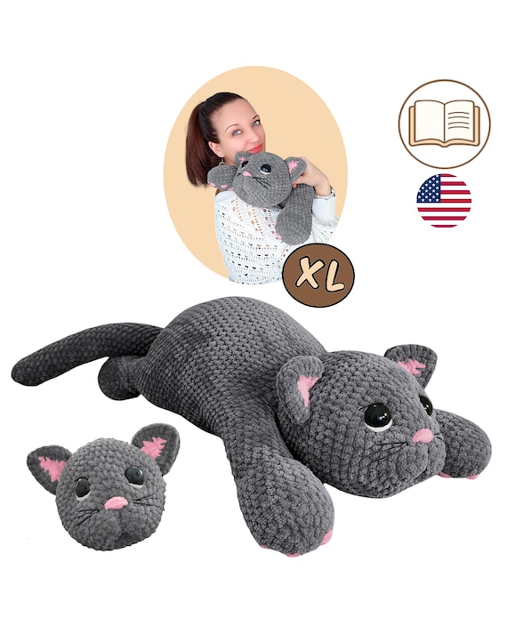 Crochet Cat Pattern – Jumbo Large Amigurumi Plush Toy – Big Cat PDF for Beginners – Slumbercat