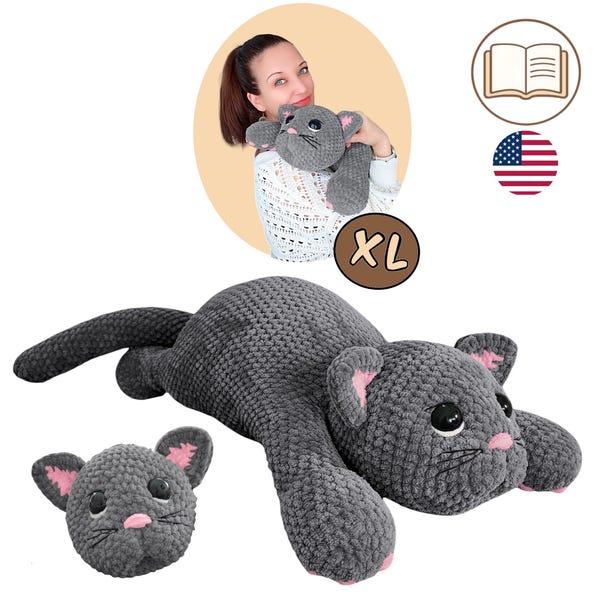Crochet Cat Pattern – Jumbo Large Amigurumi Plush Toy – Big Cat PDF for Beginners – Slumbercat