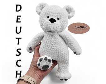 PDF Deutsch Amigurumi Häkelanleitung Eisbär "Fritz"