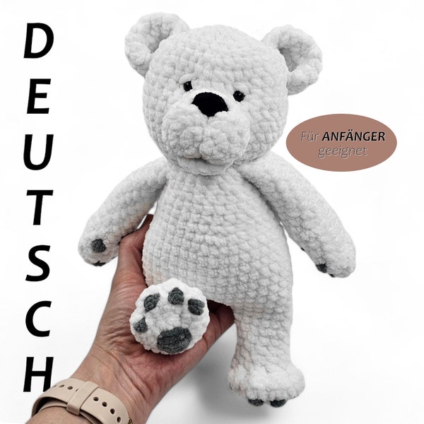 PDF Deutsch Amigurumi Häkelanleitung Eisbär "Fritz"