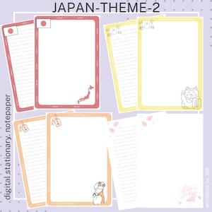 JAPAN Kawaii- Papelería digital/Papel de notas BUNDLE - ¡Creatividad + Funcionalidad combinadas! // Carta Digital + Papel de Notas (Descargar archivo PDF)
