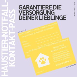 Pet Emergency Contact Pass - Garanta o cuidado de seus animais de estimação! (Imprimir modelo/PDF)