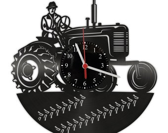 Horloge murale en disque vinyle – Agriculture de tracteurs