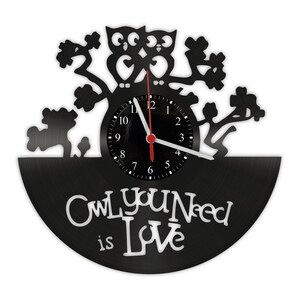 Vinyl Record Wall Clock - Owl