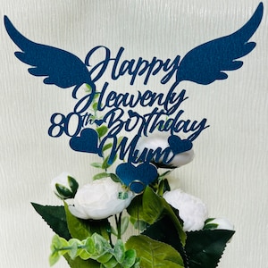 Personalised Happy Heavenly Birthday Glitter Remembrance Grave Memorial and Flower Decoration/Accessory