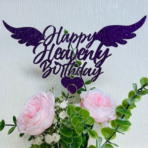 Happy Heavenly Birthday Glitter Remembrance Grave Memorial and Flower Decoration/Accessory