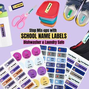 Custom School Name Labels Kids Stickers Personalized Daycare Name Labels Waterproof Stickers for School Supply Labels Name Tags Stickers