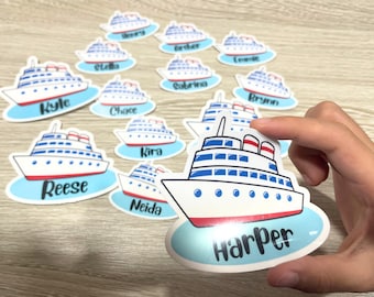 Custom Name Cruise Ship Stickers, Personalized Cruise Vacation Stickers, Waterproof Vinyl Stickers, Vacation Gift, Free Shipping