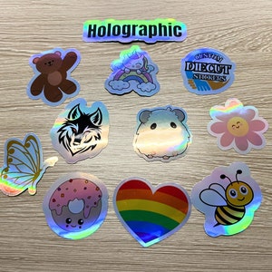 Stickers holographiques personnalisés, Stickers découpés, Stickers professionnels personnalisés, Stickers découpés à la taille, Stickers en vinyle en vrac | Livraison gratuite