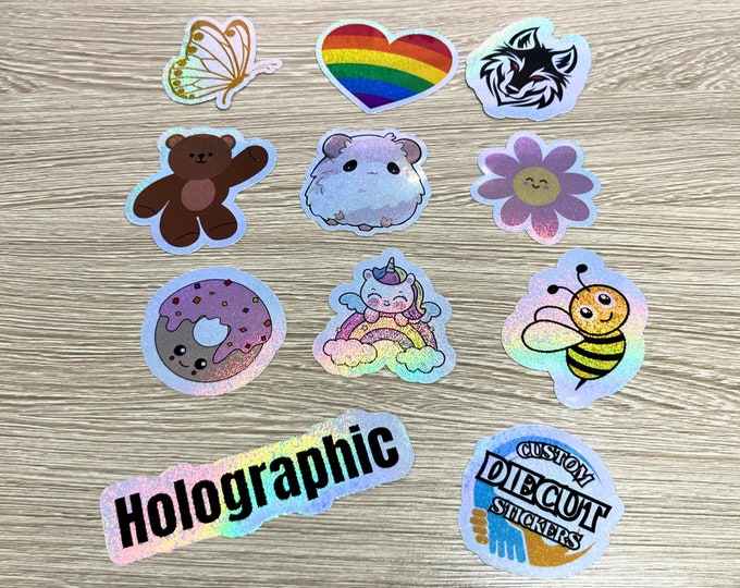 50pcs Custom Glitter Stickers, Die Cut Glitter Stickers, Cut to Size ...