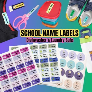 Custom School Name Labels Waterproof Kids Labels Daycare Labels Name Stickers for School Supply Labels Personalized Camp Stickers Preschool