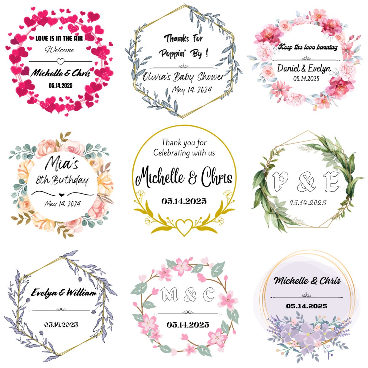 Custom Labels | Custom Stickers | Birthday | Party | Wedding | Baby Shower | Business | Bridal Shower | Favor | Personalized Stickers