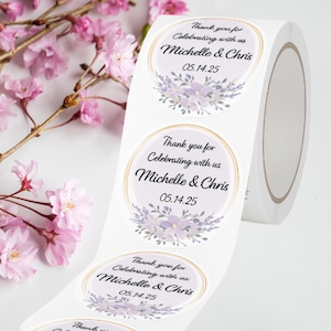 Rouleau d'étiquettes personnalisées, autocollants brillants personnalisés pour fête de mariage Fiançailles Anniversaire Retraite Souvenir spécial Bébé Nuptiale Shower Sweet 16