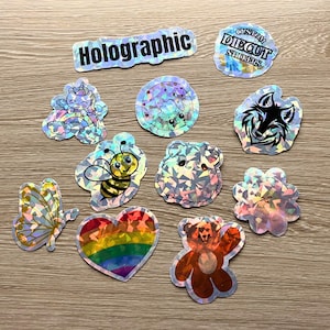 100pcs Diamond Holographic Stickers | Die Cut Stickers | Cut to Size Stickers, Personalized Waterproof Vinyl Stickers Bulk Business Stickers