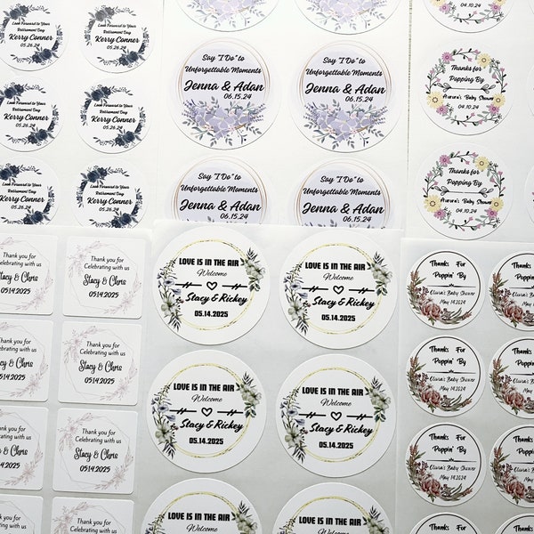 Custom Round Stickers Personalized Birthday Stickers Wedding Stickers Baby Shower Stickers for Bridal Shower, Candle Labels Quinceañera