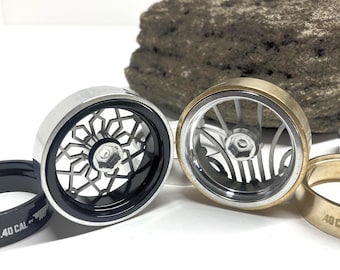 40cal Beadlock Wheels for Axial SCX24 | 40mm Precision Machined Aluminum & Titanium | RC Crawler Wheels, customizable