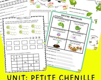Arkusze ćwiczeń po francusku – Zróżnicowana jednostka dla klas 1–4 – Petite Chenille – Cycle de vie – Plik PDF do druku