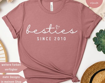 Besties T-Shirt personalisiertes Geschenk für Freundin Shirt für Schwester Geschenk Frauen Bestie T-Shirt Geburtstagsgeschenk beste Freundin