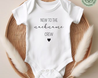 Baby Body personalisiert, Geschenke zur Geburt, Schwangerschaft verkünden, Gender Reveal Party, Strampler Baby Geschenke, New to the Crew